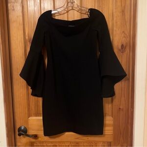 Fifteen Twenty Black Bell Sleeve Off-Shoulder Sheath Dress